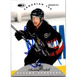 652375 Andreas Dackell Autographed Hockey Card - Ottawa Senators, FT 1996 Donruss Canadian Ice - No.134