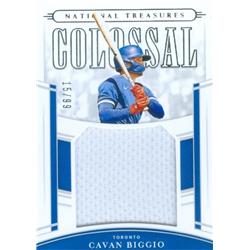652630 Cavan Biggio Player Worn Jersey Patch Baseball Card - Toronto Blue Jays 2020 Panini National Treasures Colossal - No.CMCB LE 15-99