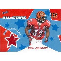 583578 Rudi Johnson Player Worn Jersey Patch Football Card - Cincinnati Bengals 2005 Topps Bazooka All Stars - No.BARJ