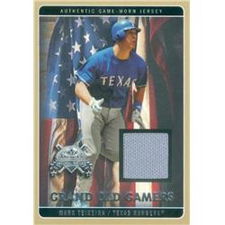 583620 Mark Teixeira worn Jersey Patch Baseball Card - Texas Rangers 2005 Fleer Grand old Gamers National Pastime - No.GOGMT