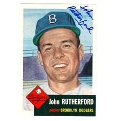 585248 John Rutherford Autographed Baseball Card - Brooklyn Dodgers 1991 Topps Archives 1953 - No.137