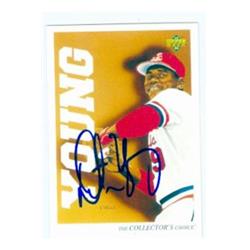 586380 Dimitri Young Autographed Baseball Card - St. Louis Cardinals 1992 Upper Deck - No.30