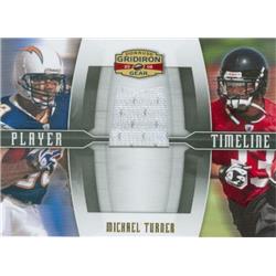 Autograph Warehouse 587723 Michael Turner Player Worn Jersey Patch Football Card - Chargers, Falcons 2008 Donruss Gridiron Gear Timeline - No.PT20 Le