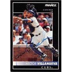 Hector Villanueva autographed baseball card (Chicago Cubs) 1992 Pinnacle #419 - Baseball Slabbed Autographed Cards