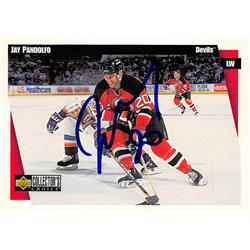 619721 Jay Pandolfo Autographed Hockey Card - New Jersey Devils, SC 1997 Upper Deck - No.145