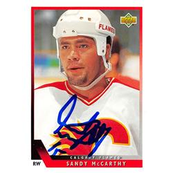 620248 Sandy McCarthy Autographed Hockey Card - Calgary Flames, SC 1994 Upper Deck - No.493
