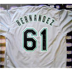 Picture of Autograph Warehouse 620460 Livan Hernandez Autographed Jersey - Florida Marlins Inscribed 93 WS Champ, 93 WS MVP