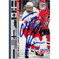 620728 Marty Reasoner Autographed Hockey Card  Team USA SC 1996 Upper Deck World Junior Championship  No566