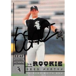 621273 Greg Norton Autographed Baseball Card - Chicago White Sox, 67 1998 Leaf Rookies & Stars - No.288