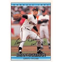 621413 Bryan Hickerson Autographed Baseball Card - San Francisco Giants, 67 1992 Donruss - No.783 Ballpoint