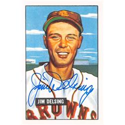 621479 Jim Delsing Autographed Baseball Card - St. Louis Browns, 67 1951 Bowman - No.279 1986 CCC Reprint Series -  Autograph Warehouse