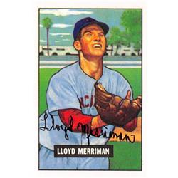 621509 Lloyd Merriman Autographed Baseball Card - Cincinnati Reds, 67 1951 Bowman - No.72 1986 CCC Reprint Series -  Autograph Warehouse