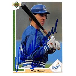 621703 Mike Morgan Autographed Baseball Card - Los Angeles Dodgers 1991 Upper Deck - No.578
