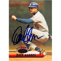 621714 Dave Hansen Autographed Baseball Card - Los Angeles Dodgers 1993 Topps Stadium Club - No.263
