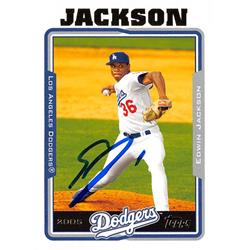621735 Edwin Jackson Autographed Baseball Card - Los Angeles Dodgers 2005 Topps - No.603