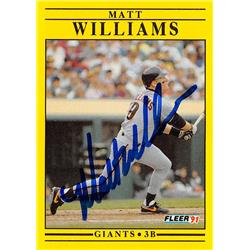 621766 Matt Williams Autographed Baseball Card - San Francisco Giants 1991 Fleer - No.276