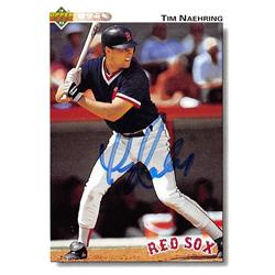 621855 Tim Naehring Autographed Baseball Card - Boston Red Sox 1992 Upper Deck - No.523