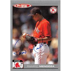 621868 Ramiro Mendoza Autographed Baseball Card - Boston Red Sox 2004 Topps Total Silver - No.202