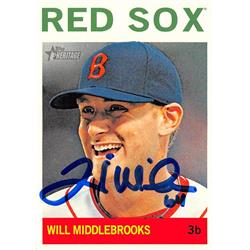 621882 Will Middlebrooks Autographed Baseball Card - Boston Red Sox 2013 Topps Heritage - No.60