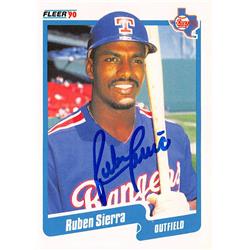 621973 Ruben Sierra Autographed Baseball Card - Texas Rangers 1990 Fleer - No.314
