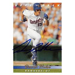 622009 David Hulse Autographed Baseball Card - Texas Rangers 1992 Upper Deck - No.374