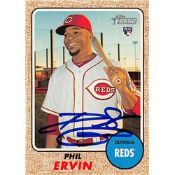 622077 Phil Ervin Autographed Baseball Card - Rookie Cincinnati Reds 2017 Topps Heritage Rookie - No.551