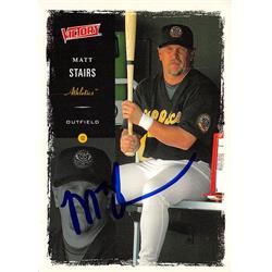 622136 Matt Stairs Autographed Baseball Card - Oakland Athletics 2000 Upper Deck Victory - No.27