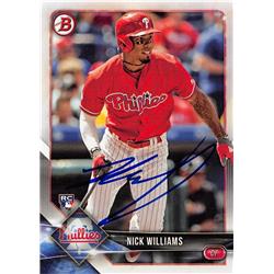 622241 Nick Williams Autographed Baseball Card - Philadelphia Phillies 2018 Bowman Rookie - No.73