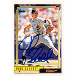 626640 John Burkett Autographed Baseball Card - San Francisco Giants 1992 Topps - No.762