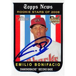 626698 Emilio Bonifacio Autographed Baseball Card - Arizona Diamondbacks 2008 Topps Heritage Rookie Stars - No.118