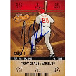 626747 Troy Glaus Autographed Baseball Card - Anaheim Angels 2003 Fleer Authentix - No.15