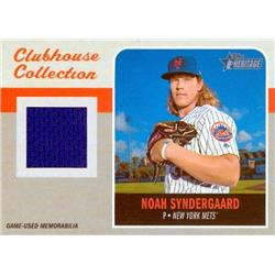 626971 Noah Syndergaard Player Worn Jersey Patch Baseball Card - New York Mets 2019 Topps Heritage Clubhouse Collection - No.CCRNS