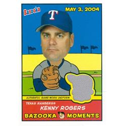 627096 Kenny Rogers Player Worn Jersey Patch Baseball Card - Texas Rangers 2005 Topps Bazooka Moments - No.BMKR