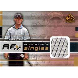 627156 Corey Pavin Player Worn Shirt Patch Golf Card - PGA Golf Legend 2003 Upper Deck Fabrics - No.AFCP