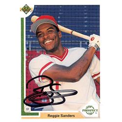 637442 Reggie Sanders Autographed Baseball Card - Cincinnati Reds 1991 Upper Deck Top Prospect Rookie - No.71