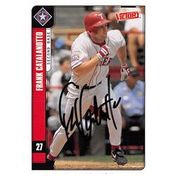637572 Frank Catalanotto Autographed Baseball Card - Texas Rangers 2001 Upper Deck Victory - No.144