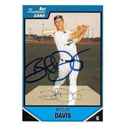 637644 Bradley Davis Autographed Baseball Card - Florida Marlins 2007 Bowman 1st Rookie - No.BP75
