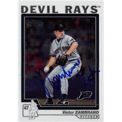 637716 Victor Zambrano Autographed Baseball Card - Tampa Bay Devil Rays 2004 Topps Chrome - No.399