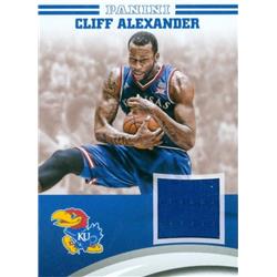 583152 Cliff Alexander Player Worn Jersey Patch Basketball Card - Kansas Jayhawks 2016 Panini Team Collection - No.CA-KU