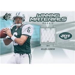 583333 Kellen Clemens Player Worn Jersey Patch Football Card - New York Jets 2006 Upper Deck Winning Materials Rookie - No.WMRKC