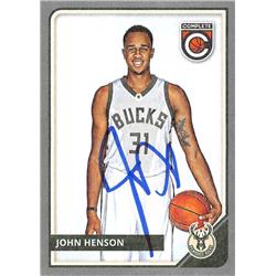 622425 John Henson Autographed Basketball Card - Milwaukee Bucks 2015 Panini Complete Silver - No.62