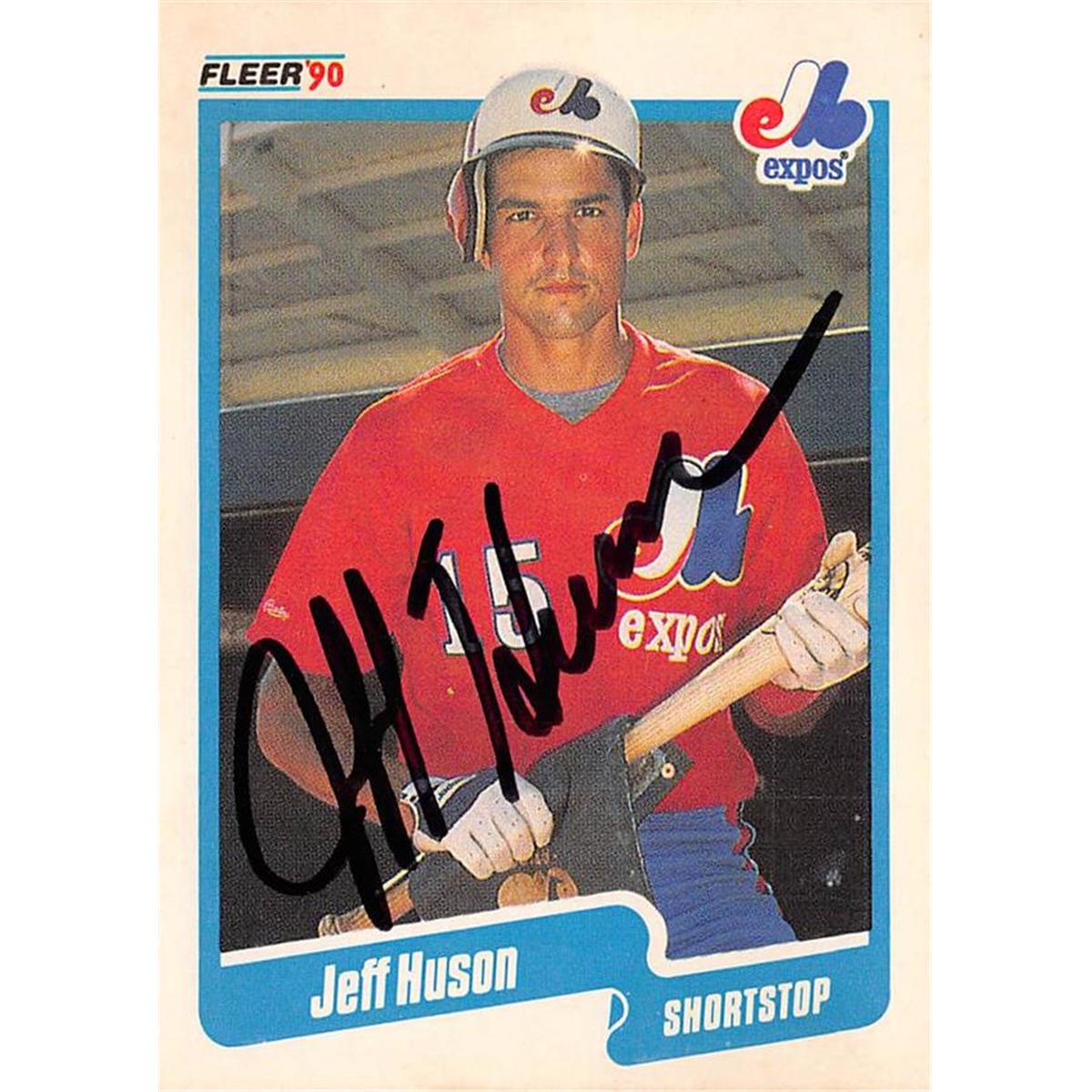 623122 Jeff Huson Autographed Baseball Card - Montreal Expos 1990 Fleer - No.350