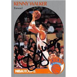 623372 Kenny Walker Autographed Basketball Card - New York Knicks, Sky 1990 Hoops - No.210