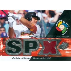 639077 Bobby Abreu Player Worn Jersey Patch Baseball Card - Venezuela World Baseball Classic Team 2006 Upper Deck Winning Materials - No.WMBA