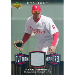 649663 Ryan Howard Player Worn Jersey Patch Baseball Card - Philadelphia Phillies 2006 Upper Deck Ovation Apparel - No.OARH