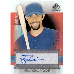 649941 Mike Nickeas Autographed Baseball Card - Texas Rangers 2004 Upper Deck Prospects Rookie Refractor - No.487