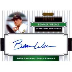 650019 Beamer Weems Autographed Baseball Card - San Diego Padres, Baylor Bears 2008 Razor Exclusive Signature Rookie - No.200