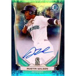 650045 Austin Wilson Autographed Baseball Card - Seattle Mariners 2014 Bowman Chrome Rookie Refractor - No.BCAPAW LE 85-99