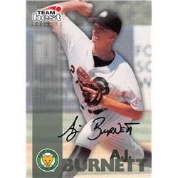 650183 A.J. Burnett Autographed Baseball Card - Florida Marlins 1999 Team Best Rookie - No.AJB