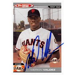 650861 Merkin Valdez Autographed Baseball Card - San Francisco Giants, FT 2004 Topps Total - No.864